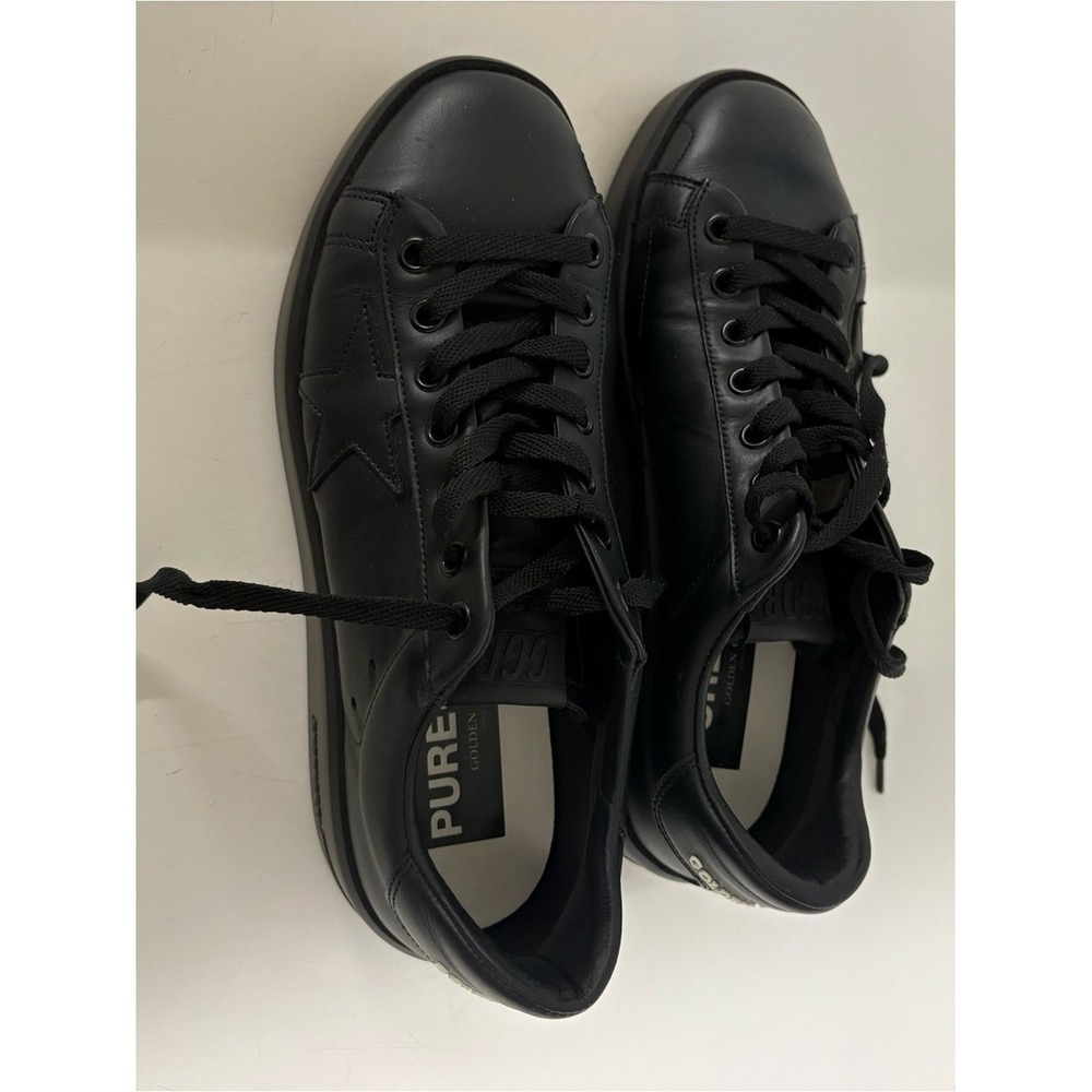 Golden Goose Pure Star Black Leather Sneakers EU 38 NWOT Made in Italy 7 7.5